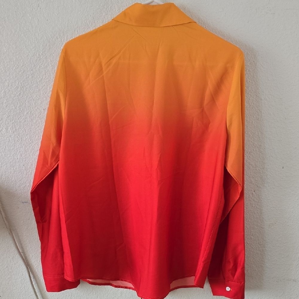 Orange and Red Ombre Button-Up Shirt - Retro - Picture 2 of 5